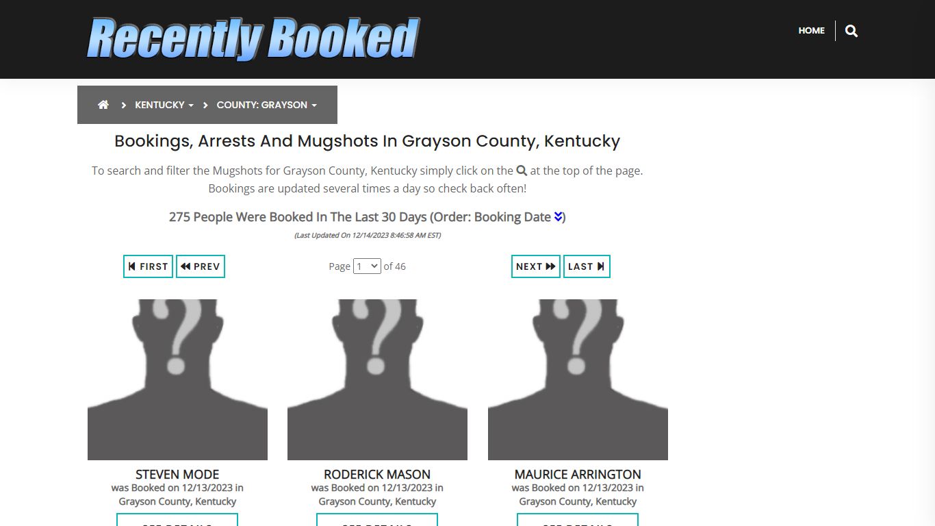 Bookings, Arrests and Mugshots in Grayson County, Kentucky